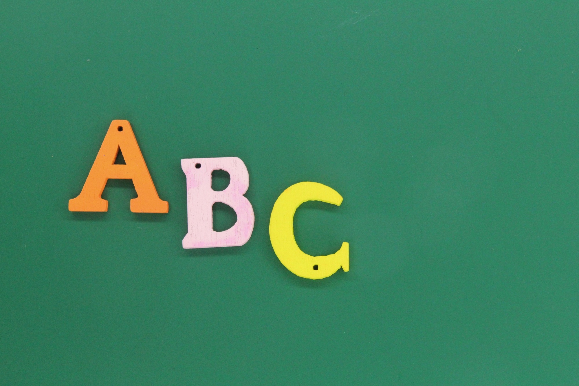 ABC letters on a green background