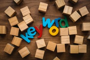 Colorful alphabet of word keyword.