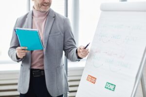Male English Teacher by Whiteboard