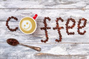 Word coffee and cappuccino